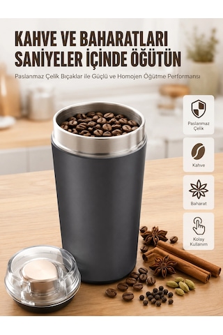 Yeni Nesil Kahve Ve Baharat Öğütücü Paslanmaz Çelik Kahve Değirmeni - 4998 Açık Ahşap