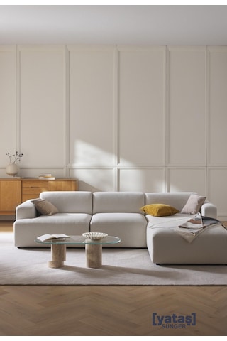 Most Mollista 3 Modül Sağ Köşe Koltuk 01 Kırık Beyaz Keten Kumaş