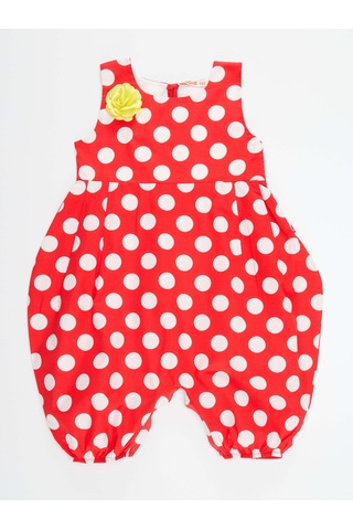 Denokids Kırmızı Beyaz Puanlı Kız Balon Tulum Çok Renkli