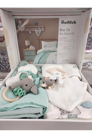 Özdilek 10 Parça Müslin Bebek Seti Önlüklü -elephant Mint Mint Yeşili