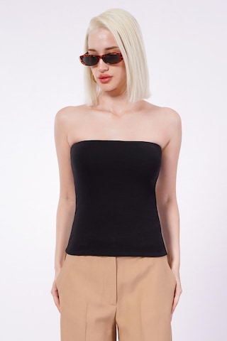 Seeh Siyah Straplez Basic Kadın Bluz Sh247 Standart