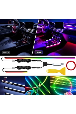 Xuweiwei Dreamcolor Car Led Light 2025 Yeni Çok Renkli Araç İçi Led Dekoratif Işık Şeridi Tesla Jeep Suv