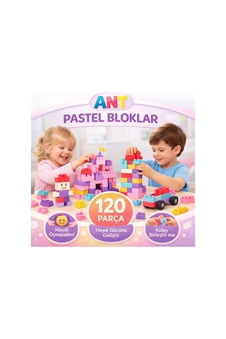 Vakumlu Pastel Blok 120 Parça Eğitici Oyuncak Yapı Seti