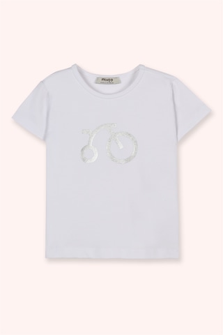 Panço Kız Çocuk Kısa Kollu T-shirt Pembe Beyaz