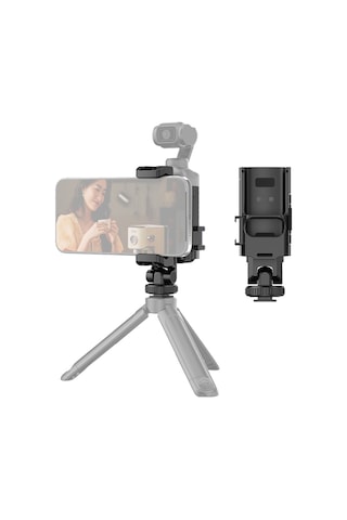 Djı Osmo Pocket 3 İçin Puluz Koruyucu Çerçeve Genişletme Telefon Kelepçesi, Tripod Direği Siyah İle Uyumlu