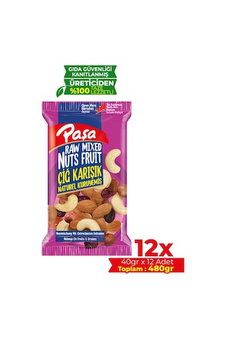 Paşa Kuruyemiş Çiğ Karışık Naturel Kuruyemiş 12 x 40 G