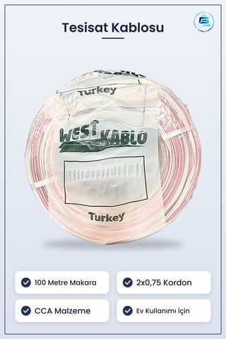 Elektrik Tesisat Kablosu Kordon Cca Kablo 100 Metre Makara Ev Kul
