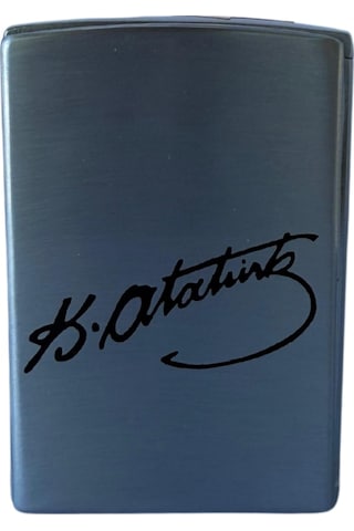 Premiumquality Tek Torch Pürmüz Gümüş Atatürk İmzalı Metal Puro Çakmağı