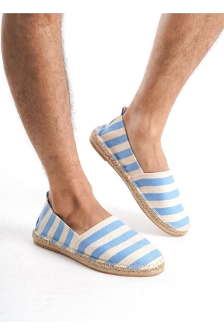 Mubiano Summer Erkek Jüt Taban Keten Mavi/beyaz Espadril -mssr3535-mb Mavi/beyaz