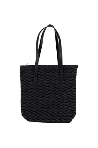 Hasır Örgü Model Kadın Çanta Şık Tasarım Hasır Çanta Siyah