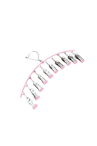 Çoklu Şal Askısı, Metal Mandallı Şal Askısı, 10 Mandallı Askı Pembe