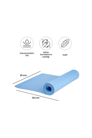 Yumuşak Ve Kaymaz Yüzeyli Yoga & Pilates Matı - 6mm Kalınlık, Hafif Ve Taşınabilir Spor Matı Mavi