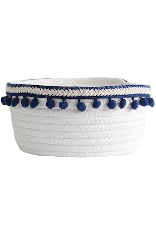 Suntek Güzel Yumuşak Depolama Sepeti Dokuma Pamuk İpliği Yün Lacivert Peluş Top Lacivert