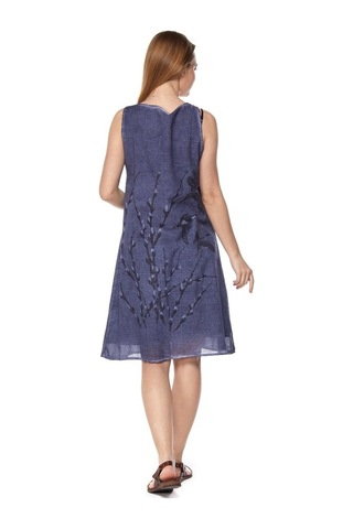 Şile Bezi Indigo Kolsuz Doğa Elbise Mavi