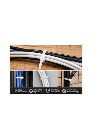 Zenıth 3.6x150 Mm Beyaz Kablo Bağı Cırt Kelepçe 100 Adet