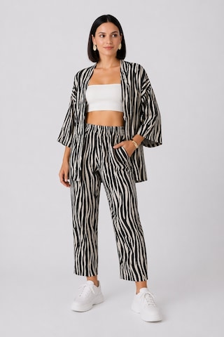 Trend Alisse Zebra Desenli Kimono Kadın Alt Üst Takım Çok Renkli