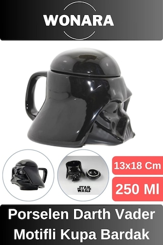 Özel Tasarım Sevgili Arkadaş Şık Ve Dekoratif Hediyelik Porselen Darth Vader Motifli Kupa Bardak Diğer