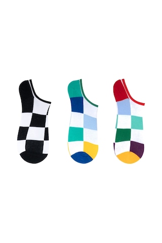 The Socks Company 3 Çift Özel Kutulu Erkek Görünmez Çorap 23SDCR153P Beyaz - Gri
