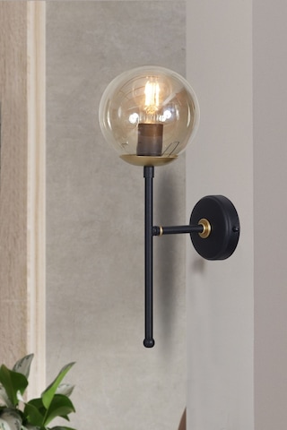 Luzarana Olimpo Sarı-siyah Metal Gövde Bal Rengi Camlı Tasarım Aplik Sarı - Siyah