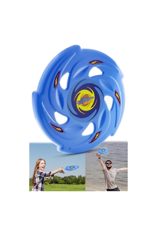 Frisbee Frizbi Fırlatma Diski Disk Atma Oyunu Çocuk Yetişkin Plaj Bahçe Oyuncak 24 cm Mavi
