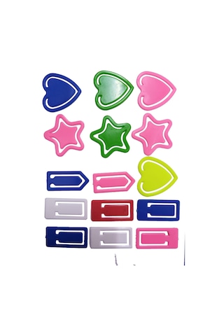 Plastik Ataş Orta Boy 4 cm 15 li 1 Paket Plastik Ataç Kalp Yıldız Dikdörtgen Şekilli Ataç 1 Paket