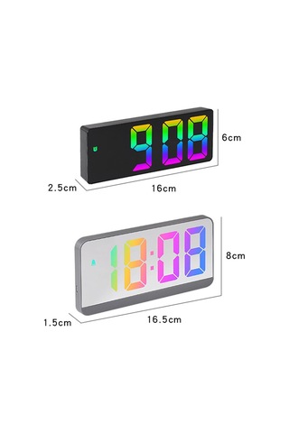 Led Dijital Saat Başucu Çalar Saat Çok Sayısı Ekran Renkli Büyük Ekran Duvar Saati Renk: Siyah Kabuk Siyah D Siyah