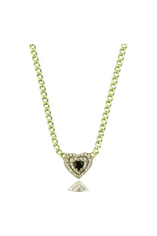 Masaliko Kalp Gümüş Kolye Ms3306, 925 Ayar Kadın Gümüş Kolye, Altın Kaplama Altın