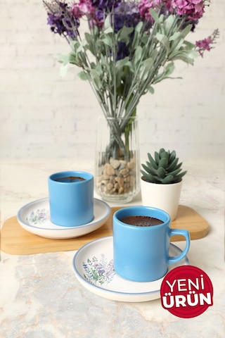 Keramika Elegant Blossoms Mavi Kahve Takımı 4 Parça 2 Kişilik 217