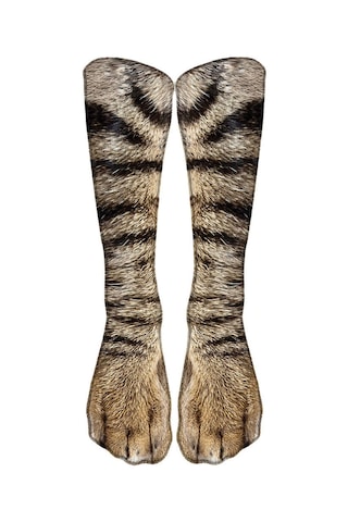 Geeroyoo 3d Hayvan Ayak İzi Çorapları - Kedi Köpek Kaplan Kartal At Dinozor Desenli Unisex Renkli Fun Çoraplar Koyu Kahverengi