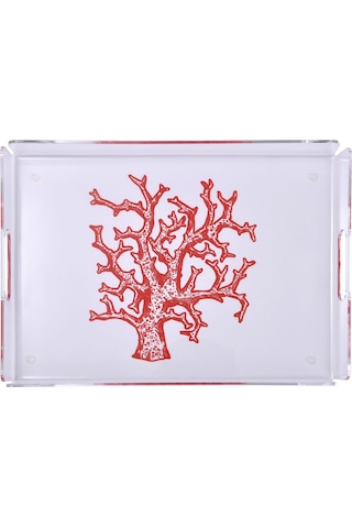 Mercan Desen Tepsi Kırmızı 30 40 Cm Diğer