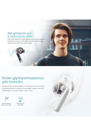 Qcy Ailybuds E10 Bluetooth Kulaklık - Hires - Ldac - Çift Cihaz - Oyun Modu 4 Mics Enc Kulakiçi Kulaklık Siyah
