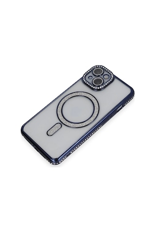 Newface Apple Uyumlu iPhone 13 Kılıf Joke Simli Magneticsafe Kılıf Glblseme - 81 - Lacivert