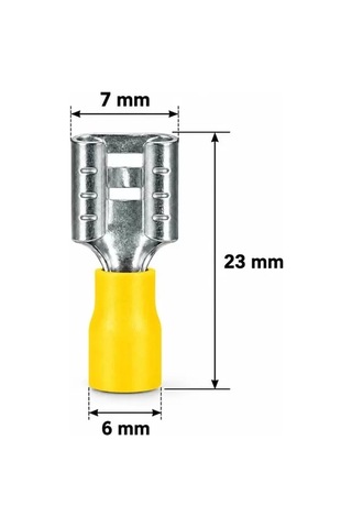 Sh Powermaster Pm-39077 4-6mm2 Kesit 23x7x6mm Soket Sarı İzoleli Kablo Pabucu 100'lü Paket Najmaddin