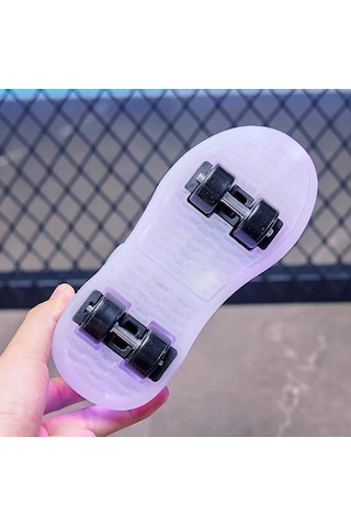 Erkek Çocuk Spor Ayakkabı Şarj Edilebilir Farklı Modlarda Led Işıklı Kapanabilir Tekerlekli Kırmızı