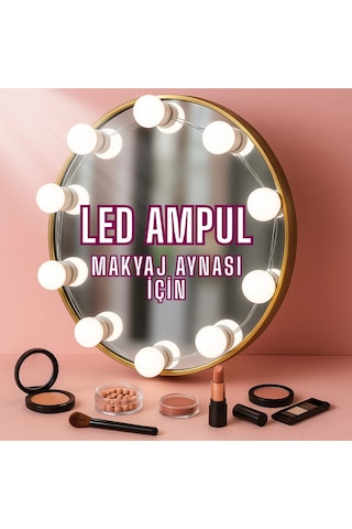 10 Lu Makyaj Masası Banyo Aynası Giyim Odası Aydınlatma Hollywood Tarzı Nostaljik Led Lamba 3 Mod Çok Renkli