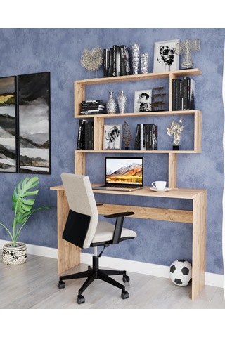 Kitaplıklı Çalışma Masası, Çalışma Masası, Çocuk Çalışma Masası, Bilgisayar Masası, Ofis Masası ,beyaz Masa-34 Atlantik Çam