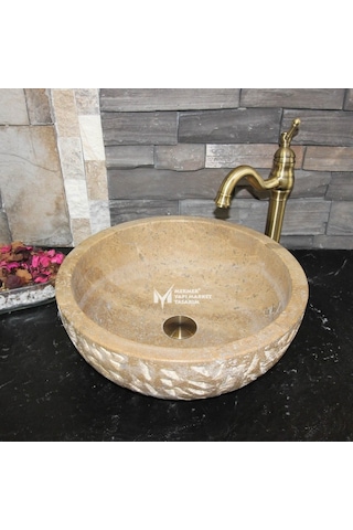 Noche Traverten Dışı Oyma Çanak Lavabo