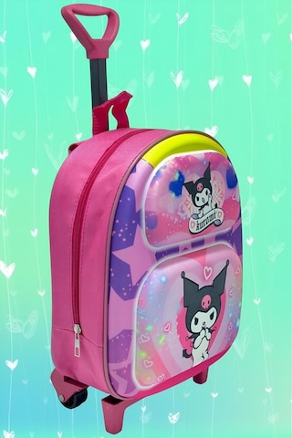 Tezzgelsin 2-6 Yaş Anaokulu Kreş Sanrio Kuromi Model Çekçekli Tekerli 3d Baskılı Sırt Çantası Ve Okul Çantası Çok  Renkli