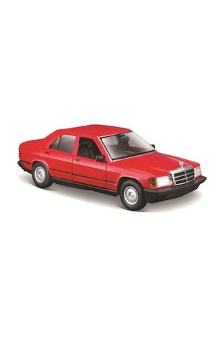 1:24 Ölçeğinde Kırmızı Model Araba - Mercedes 190e 1987 .
