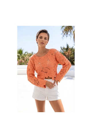 Sayzen Your Shine Dantel Işleme Crop Bluz Sy-shn04 Turuncu