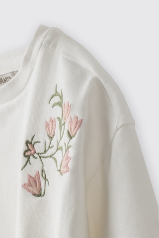 Panço Kız Bebek Nakış Detaylı Yumuşak Dokulu Ekru Sweatshirt Krem