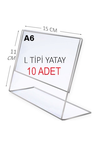 Heroglas 10 Adet A7 L Tipi Yatay Masa Üstü Şeffaf Pleksi / Föylük-fiyatlık-menü-broşürlük