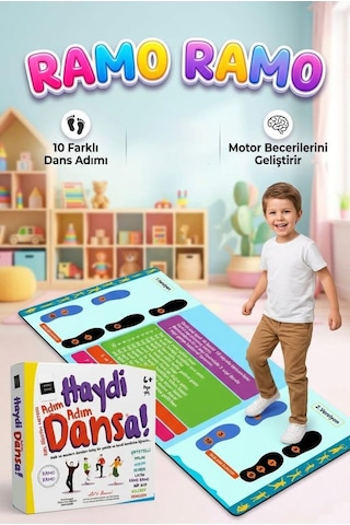 Haydi Dansa Ramo Ramo Dans Matı 130x70 Cm Adım Adım Eğitici Eğlence Dansı Öğretim Oyunu