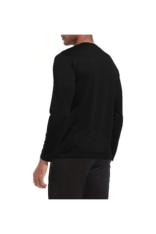 Ghassy Co. Erkek %100 Pamuklu Likralı Esnek Spor Koşu Günlük Antrenman Uzun Kollu Penye T-shirt Siyah