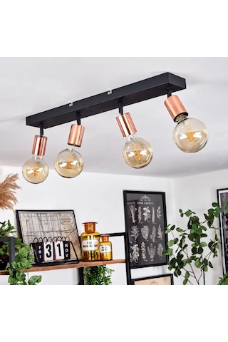 Riolıght Modern1 Siyah1 4xe27 Duylu Mafsallı Hareketli Başlık Glop Ampul Hariç Metal Spot Avize Siyah
