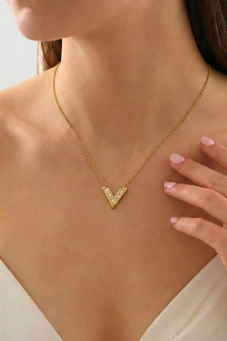 Figürlü Zirkon Taşlı Gold Bijuteri Kolye