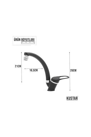 Kustar Grande Siyah Aç Kapa Mutfak Eviye Bataryası