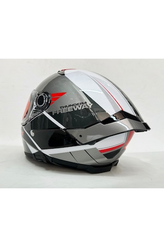 Mt Thunder 4 Sv Freeway Şeffaf Vizörlü Kask Parlak Renk - Iç Güneş Vizörlü Motosiklet Kaskı Siyah Gri