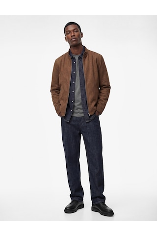 Koton Uzun Kollu Dik Yaka Cepli Fermuarlı Slim Fit Kahverengi Suni Süet Bomber Ceket Bej 6sam20026hw Ekru