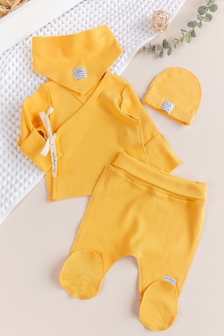 Kendinden Eldivenli Natural Bebek Hastane Çıkışı Bebek Takımı Çok Renkli